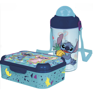 Set merenda stitch bambino – portapranzo 1 scomparto e borraccia 465 ml, pranzo e merenda, ideale per bambini e fan disney