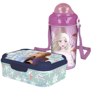 Set merenda frozen bambina – portapranzo 1 scomparto e borraccia 465 ml, pranzo e merenda, ideale per bambini e fan disney