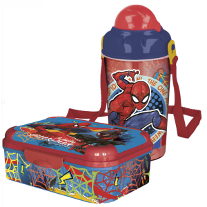 Set merenda spiderman bambino – portapranzo 1 scomparto e borraccia 465 ml, pranzo e merenda, ideale per bambini e fan spiderman