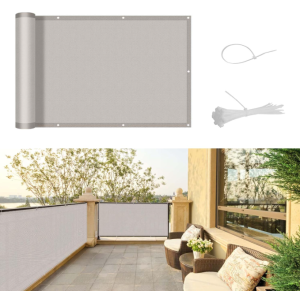 Copertura frangivista 3m x 90cm occhiellato, 16 fascette incluse, telo frangivisto per balcone, terrazzo e giardino, colore beige