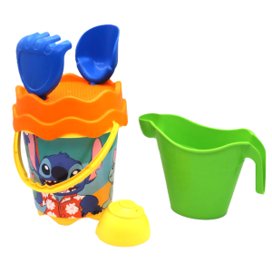 Set giochi mare disney stitch 5 pezzi per bambini – secchiello con accessori spiaggia, annaffiatoio, paletta, rastrello e formina – giocattoli mare estate bambini
