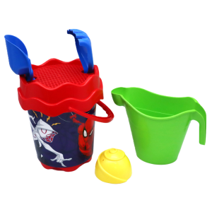 Set giochi mare  spiderman 5 pezzi per bambini – secchiello con accessori spiaggia, annaffiatoio, paletta, rastrello e formina – giocattoli mare estate bambini