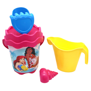 Set giochi mare disney principesse 5 pezzi per bambini – secchiello con accessori spiaggia, annaffiatoio, paletta, rastrello e formina – giocattoli mare estate bambini