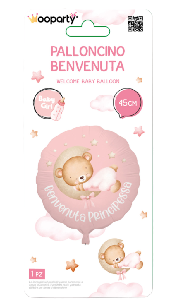 Palloncino Battesimo Bambina Rosa, Dimensione 45cm
