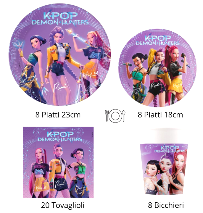 Kit Compleanno Tavola K-Pop Demon Hunters