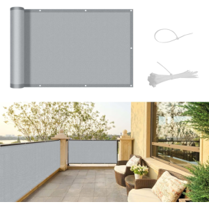 Copertura frangivista 4m x 90cm occhiellato, 16 fascette incluse, telo frangivisto per balcone, terrazzo e giardino, colore grigio