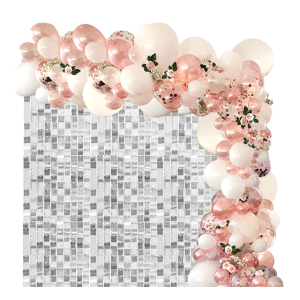 Pannello decorativo argento 30x30cm, tenda paillettes sfondo per festa, decorazione party