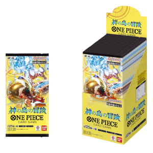 Box carte one piece op-15 the adventure on kami's island japan, box 24 pacchetti da 6 carte, carte da gioco collezionabili