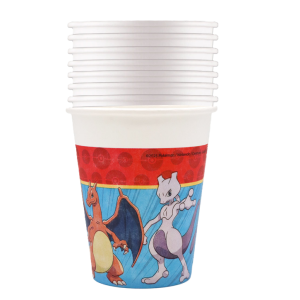 Bicchieri pokemon in carta 200ml, confezione da 8 pezzi, decorazioni compleanno a tema pokemon