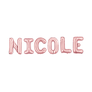 Palloncini nome nicole, kit scritto con lettere rosa altezza 35cm