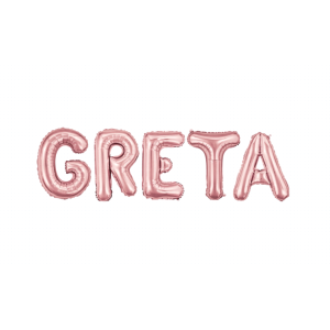 Palloncini nome greta, kit scritto con lettere rosa altezza 35cm