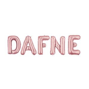 Palloncini nome dafne, kit scritto con lettere rosa altezza 35cm