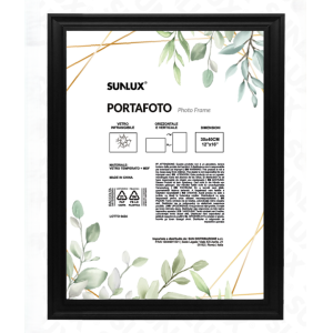 Portafoto 30x40 cm nero in mdf – cornice con vetro infrangibile, da tavolo o parete, orientamento verticale e orizzontale, per foto, stampe, poster e certificati