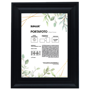Portafoto 13x18 cm nero in mdf – cornice con vetro infrangibile, da tavolo o parete, orientamento verticale e orizzontale, per foto, stampe, poster e certificati