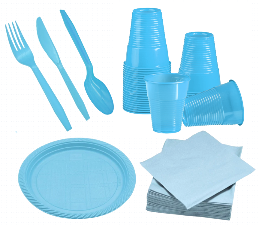 stoviglie-in-plastica-celeste-da-tavola-01 Stoviglie in Plastica Celeste da tavola