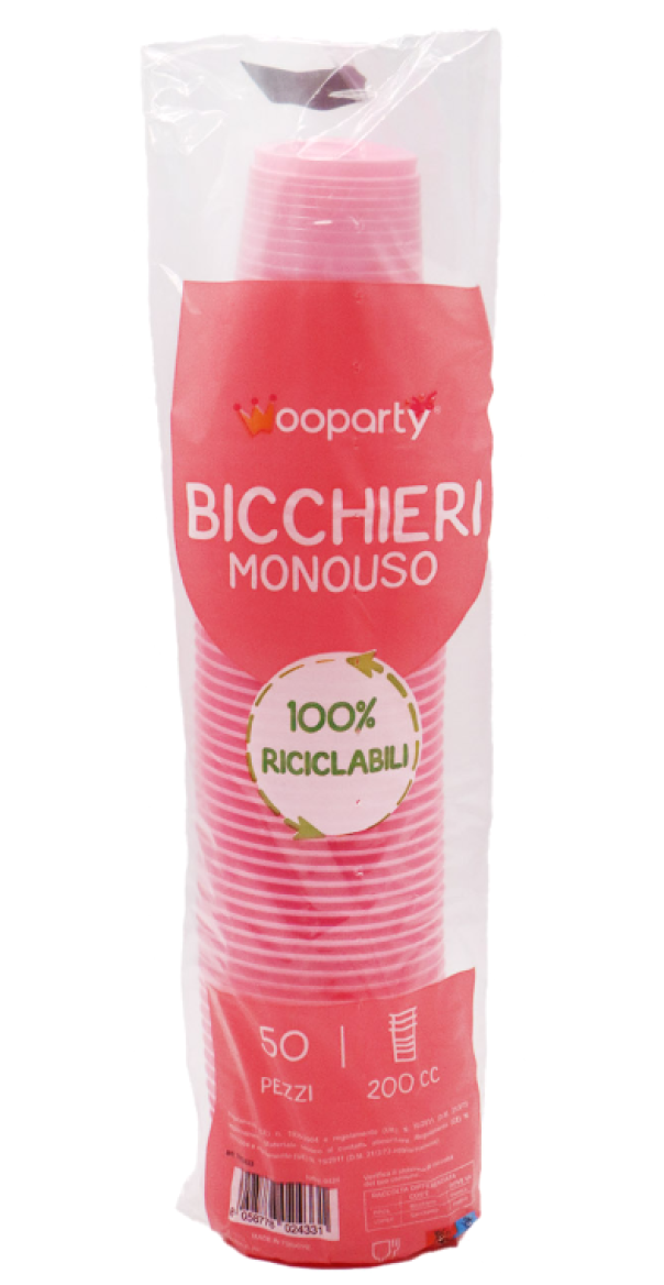 Bicchieri monouso rosa 50pz 200cc