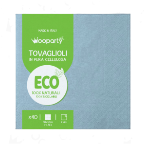 Tovaglioli in carta celeste, confezione da 40 pezzi, dimensione 38x38cm