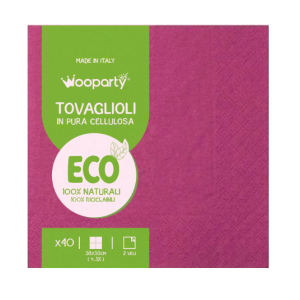 Tovaglioli in carta fucsia, confezione da 40 pezzi, dimensione 38x38cm