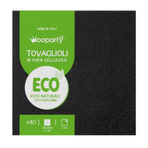 Tovaglioli in carta nero, confezione da 40 pezzi, dimensione 38x38cm