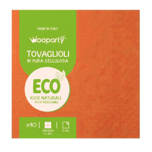 Tovaglioli in carta arancione, confezione da 40 pezzi, dimensione 38x38cm