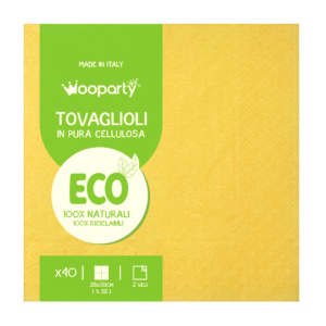 Tovaglioli in carta giallo, confezione da 40 pezzi, dimensione 38x38cm