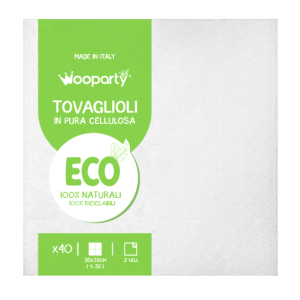 Tovaglioli in carta bianco, confezione da 40 pezzi, dimensione 38x38cm