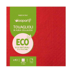 Tovaglioli in carta rosso, confezione da 40 pezzi, dimensione 38x38cm