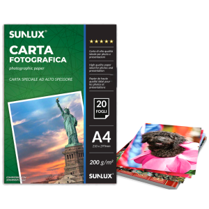 Carta fotografica a4 200 g/m² lucida – 20 fogli per stampanti – carta fotografica premium ad alta definizione per foto, presentazioni, brochure e stampe a colori