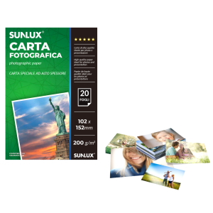 Carta fotografica 200 g/m² lucida 10,2x15,2cm – 20 fogli per stampanti – carta fotografica premium ad alta definizione per foto, presentazioni, brochure e stampe a colori
