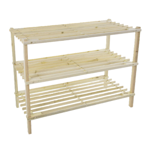 Scarpiera 3 ripiani, dimensione 63x27x49cm, realizzata in legno chiaro, mobile e sistemazione per casa