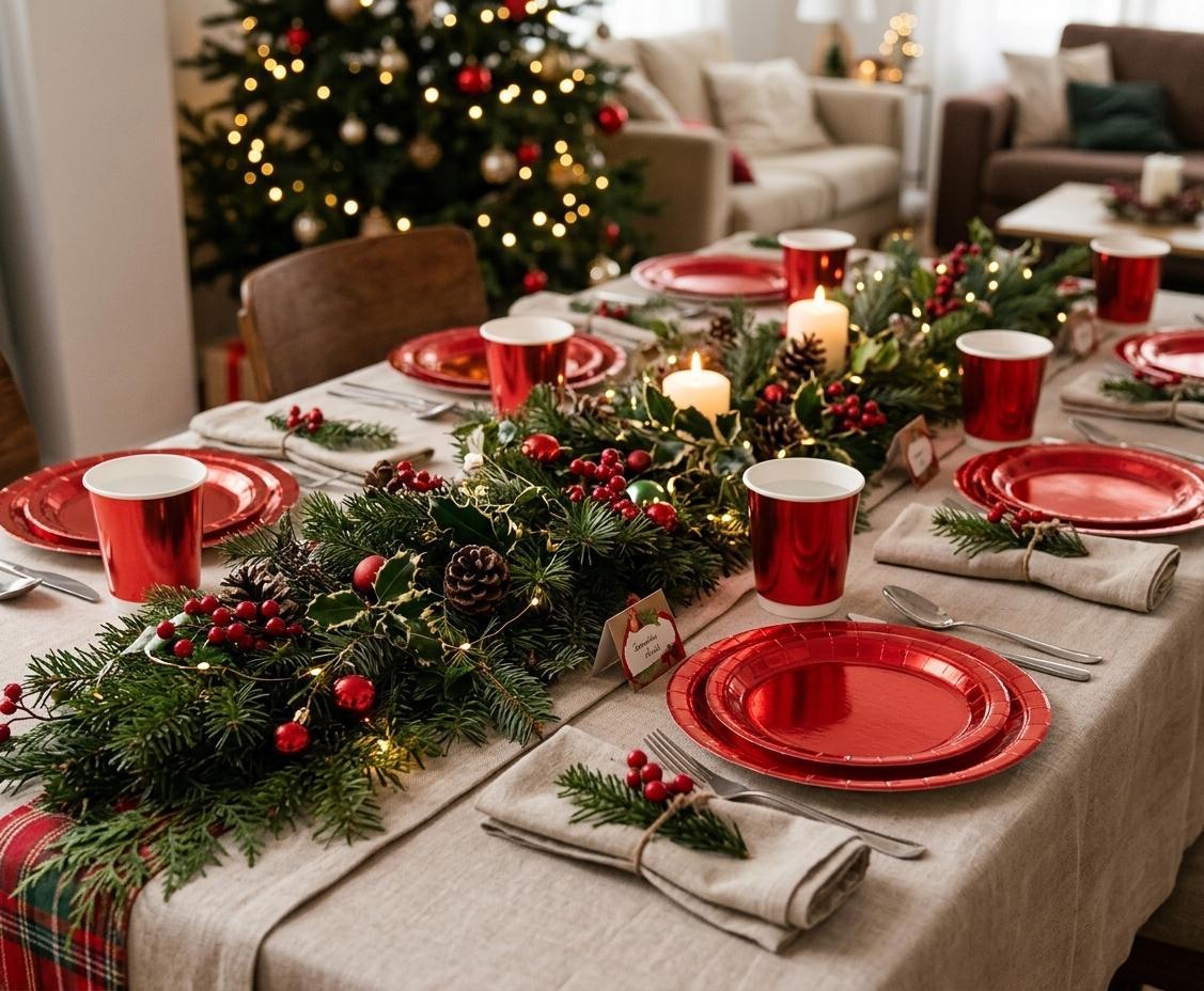 Set Tavola Monouso Rosso Metal