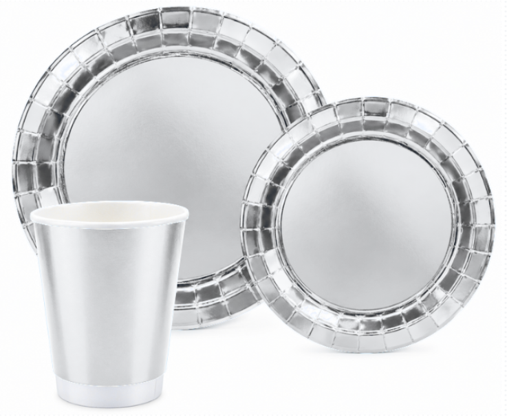 Set Tavola Monouso Argento Metal