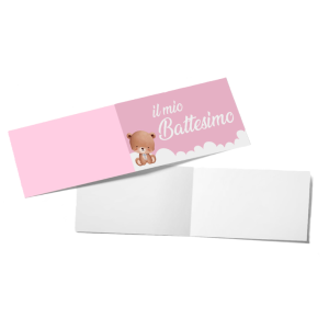 Biglietti per bomboniere battesimo bambina, 60 biglietti rosa 2,5x4,5cm, decorazione battesimo