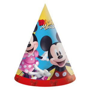 Cappellini da festa mickey mouse, in carta, confezione da 6 pezzi, dimensione 11x16cm, festa a tema topolino