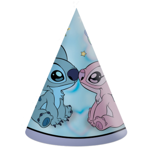 Cappellini da festa stitch angel, in carta, confezione da 6 pezzi, dimensione 12x16cm
