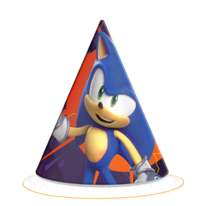 Cappellini da festa sonic, in carta, confezione da 6 pezzi, dimensione 12x16cm