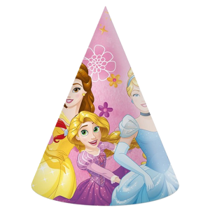 Cappellini da festa princess, in carta, confezione da 6 pezzi, dimensione 12x16cm, festa a tema principesse