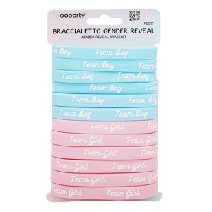 Braccialetti gender reveal in gomma, confezione da 12 pezzi, bracciali rosa girl e celesti boy
