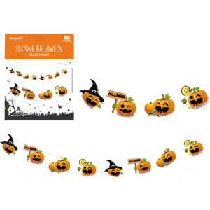 Festone in carta halloween, 8 decorazioni, nastro 3 metri, festa a tema halloween