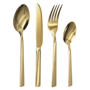 Set posate oro in acciaio inox 430, confezione da 24 pezzi, servizio per 6 persone