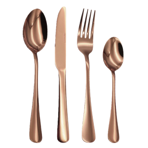 Set posate oro rosa in acciaio inox 430, confezione da 24 pezzi, servizio per 6 persone