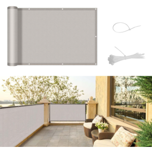 Copertura frangivista 4m x 90cm occhiellato, 16 fascette incluse, telo frangivisto per balcone, terrazzo e giardino, colore beige
