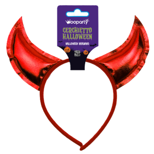 Cerchietto halloween corna rosse, dimensione 21x21cm, accessiori e decorazioni halloween