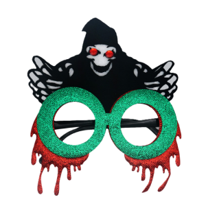 Occhiali halloween per feste e party a tema, accessorio per costume e travestimento, decorazione divertente, 14 x 16,5 cm