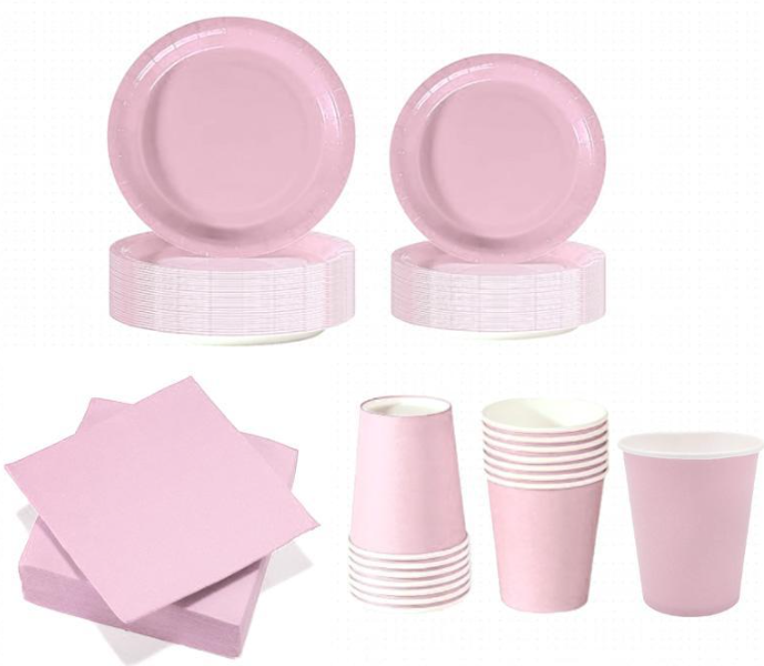 Set Stoviglie Carta Monouso Rosa