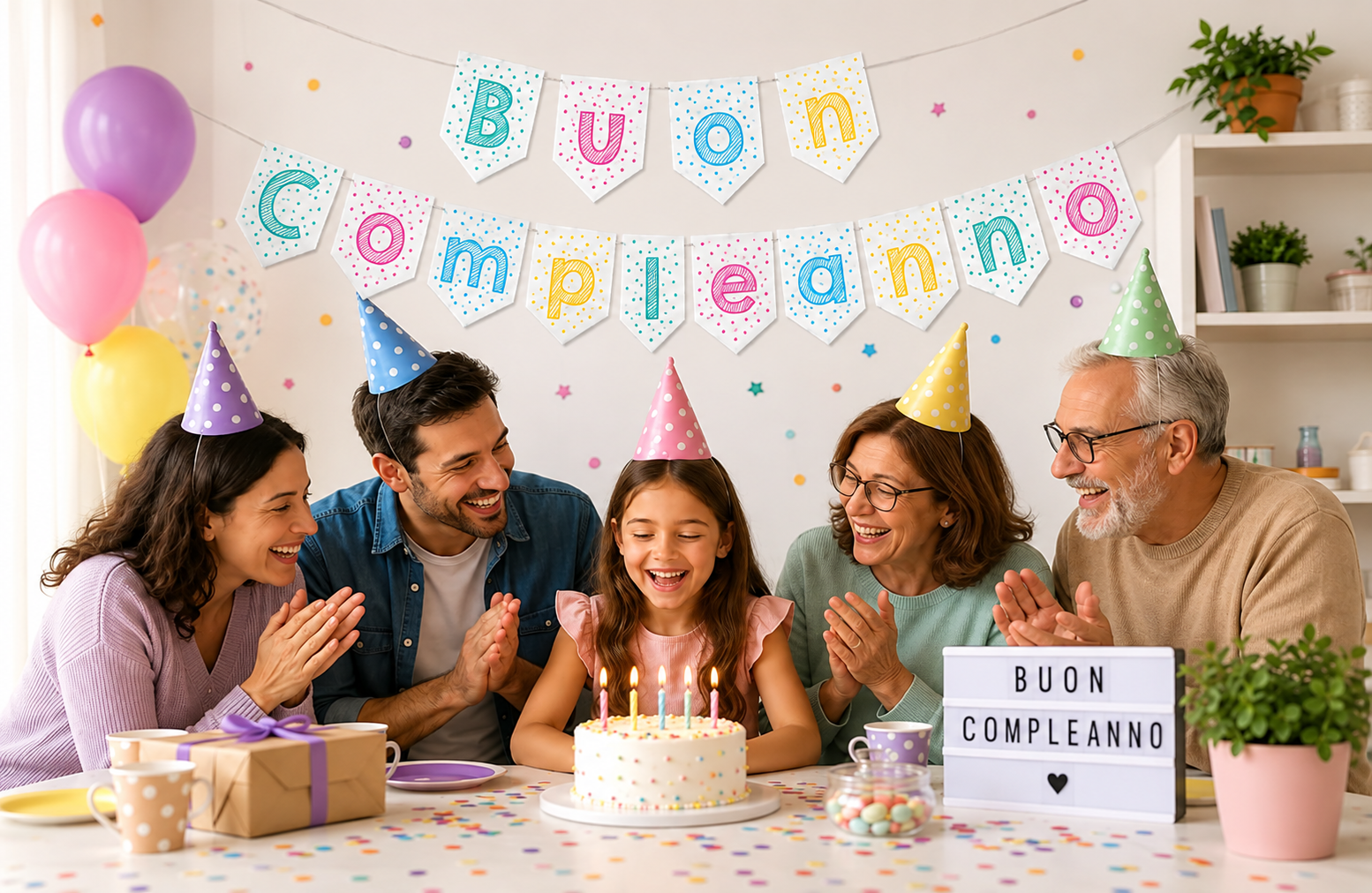 Festone Buon Compleanno Multicolore Pois 3 m x 20 cm u2013 Decorazione in Carta per Feste, Compleanni e Party a Tema, Allegra e Facile da Appendere
