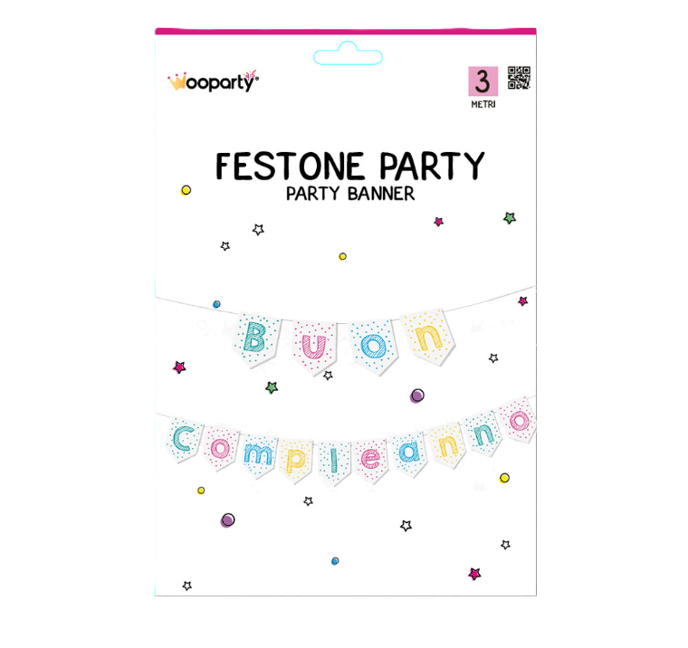 Festone Buon Compleanno Multicolore Pois 3 m x 20 cm u2013 Decorazione in Carta per Feste, Compleanni e Party a Tema, Allegra e Facile da Appendere