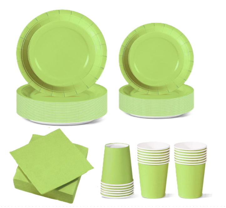 Set Stoviglie Carta Monouso Verde