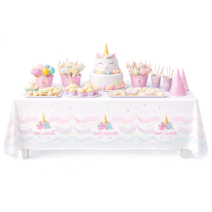 Tovaglia a tema unicorn, dimensione 137x183cm, compleanno bambina a tema unicorno