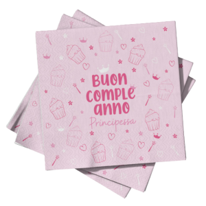 Tovaglioli in carta tema princess, confezione da 12, compleanno bambina a tema principesse